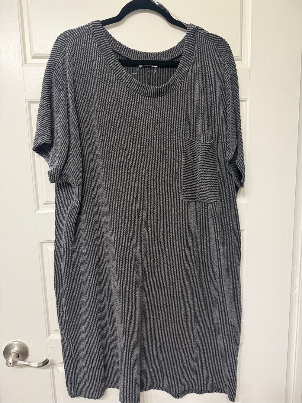 Entro women’s ribbed Charcoal Short-Sleeve Pocket dress